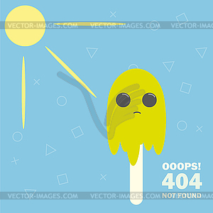 Error 404 page not found - Ice cream melting on - vector clip art