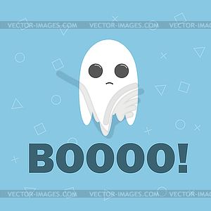 Cute ghost, flat design halloween banner, - vector image