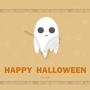 Cute ghost, flat design halloween banner, - vector clip art