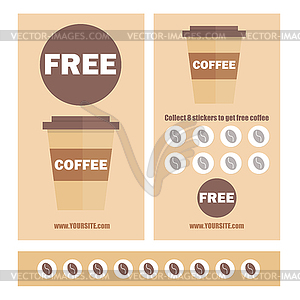 Coffee voucher or discount coupon. Flat voucher - vector image