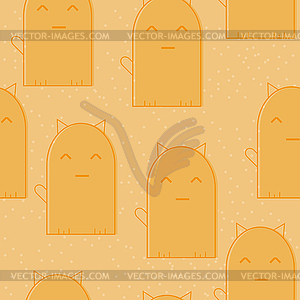 Seamless pattern with cute cartoon cats on orange - vector clip art