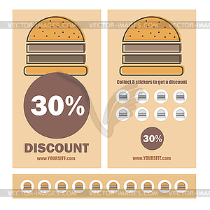 Fast food burger coupon discount template flat - vector image