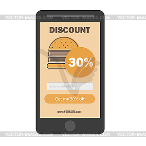 Fast food burger coupon discount template flat - vector clip art