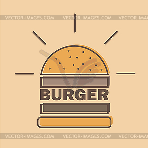 Burger logo emblem colored shape line style - vector image