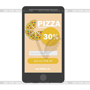 Ecommerce concept order and discount fast food - vector clipart