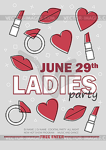 Template for Ladies night party with line sign - - vector clip art