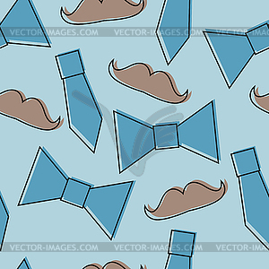 Mustache, Bow tie seamless pattern. Fathers Day - vector clip art