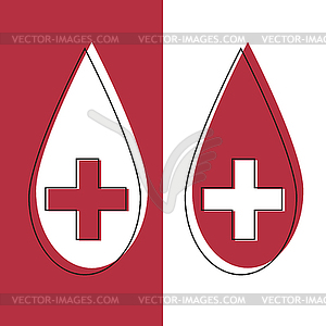 Red blood drop icon in line desidn. Red blood drop  - vector image