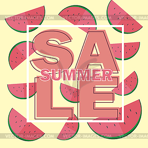 Summer sale banner with beautiful watermelon - vector clipart