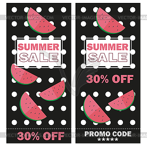 Summer sale banner with beautiful watermelon - vector image