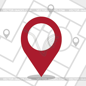 GPS - navigator pin checking red color - vector clipart