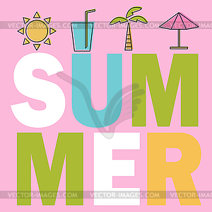 SUMMER Composition with coloring elements. Design - vector EPS clipart