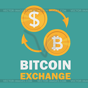 Dollar to bitcoin currency exchange. Bitcoin - vector image