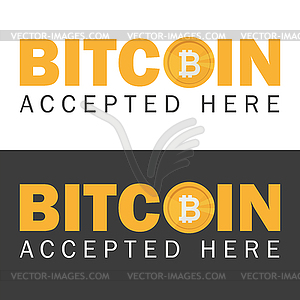 Bitcoin accepted sticker icon banner with text - stock vector clipart