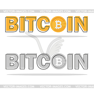 Bitcoin logo with its icon and logo - vector clip art