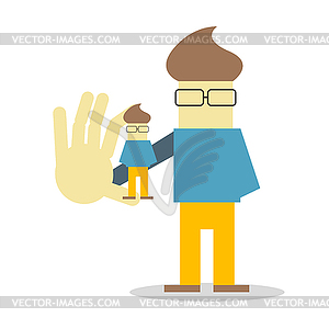 Self presentation. Young character holding his 3D - vector clipart