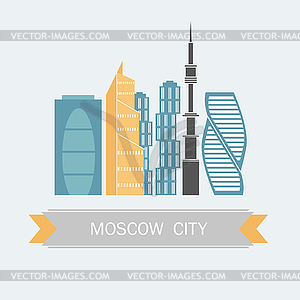 Banner of Moscow city in flat line trendy style. Al - vector image