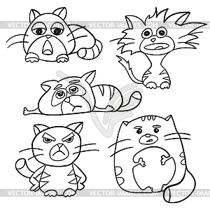 Coloring Page Outline Of cartoon fluffy cats. - vector clipart