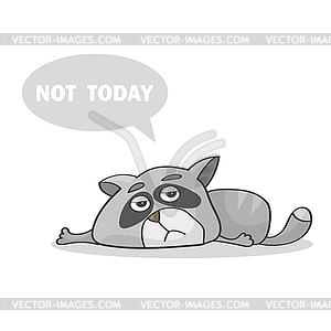  Lazy cat laying on floor and says not today - Tire - vector image