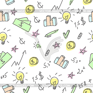 Business seamless pattern with financial doodle - vector clip art