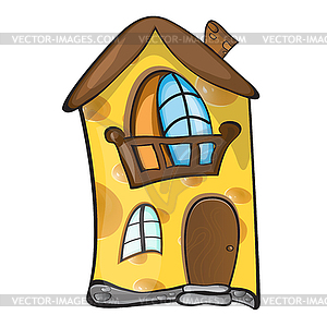 Creative concept - small house made of yellow porou - vector image