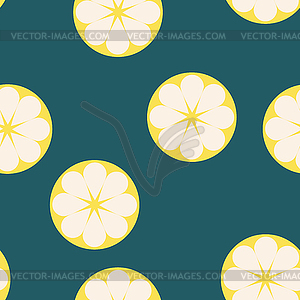 Seamless pattern with fresh lemons on blue - vector EPS clipart