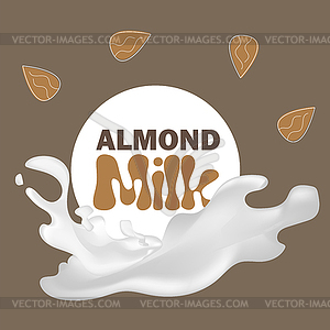 With almond milk. Lactose free concept - vector clip art