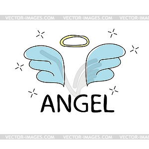 Slogan angel print. For t-shirt graphics - textile - vector clipart / vector image