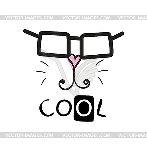 Cool cat slogan and face cat - Cute cat face hand - vector clip art