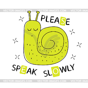 Baby print with snail. graphic for typography - vector image