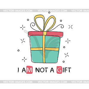 Gift box icon in doodle sketch lines. graphic for - vector clip art