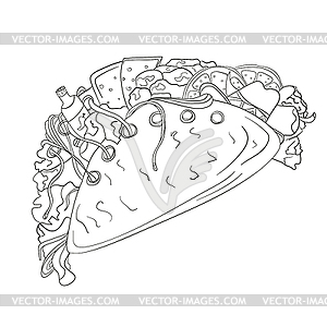 Tacos icon. badge fast food sketch style for - vector image