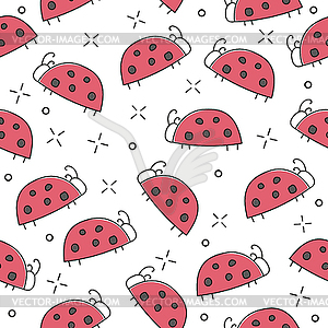 Ladybug seamless pattern, abstract texture. art - vector clipart