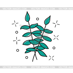 Twig - stylized plant, brush strokes, design - vector image