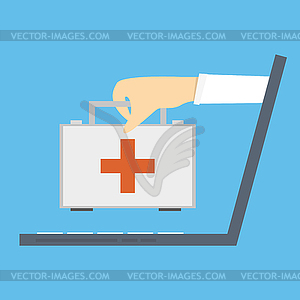 Online medical consultation and support. Online - vector clipart