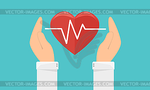 Medicine and health care icon. Hands holding heart - vector image