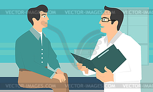 Medicine concept with practitioner doctor man and - vector clipart