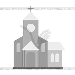 Church icon. Gray monochrome church - vector clipart
