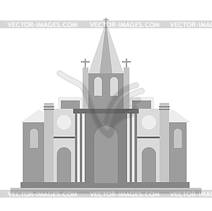 Church icon. Gray monochrome church - vector image