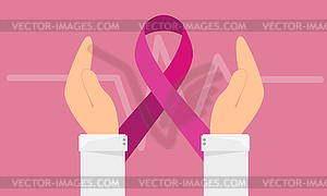 Знак осведомленности о раке груди - ручная удержание розового - изображение в векторном формате
