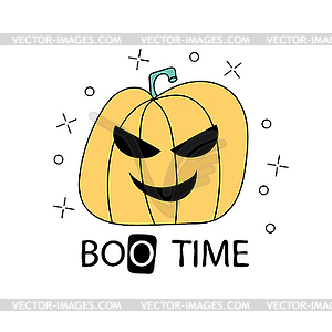 Halloween Boo Time with scary pumpkin character wit - vector image