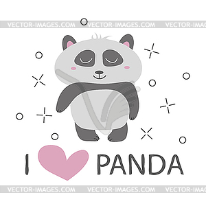 Panda t-shirt design with cute panda bear design - royalty-free vector image