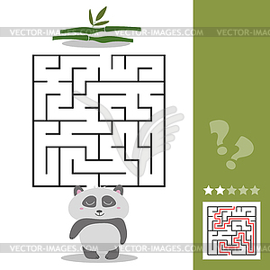 Panda Maze Game - help hungry panda find right way - vector clipart