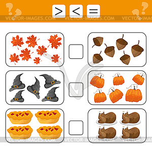Learning mathematics, numbers - choose more, less o - vector clip art