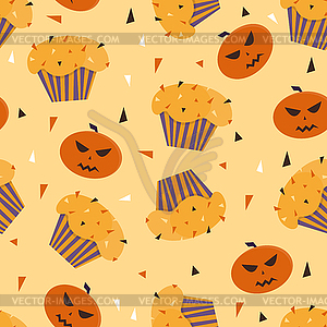 Happy Halloween cupcakes with cute halloween - vector clipart
