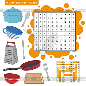 Word search puzzle. education game for children - vector image