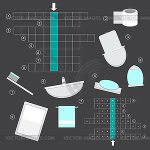 Colorless crossword, education game for children - vector image