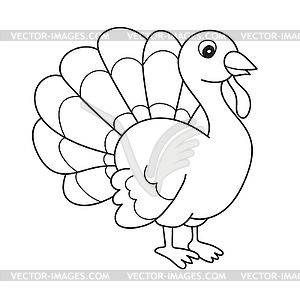 Black and White Cartoon Funny Turkey Farm Bird - vector EPS clipart