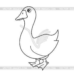 Black and White Cartoon Funny Goose Farm Bird Animal - vector clipart
