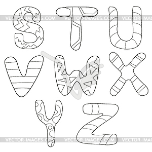 Cartoon Alphabet Coloring Book or Page Set for - vector EPS clipart